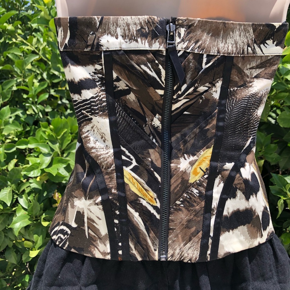bebe Black Corset Strapless Zip Up Top - Picture 8 of 8